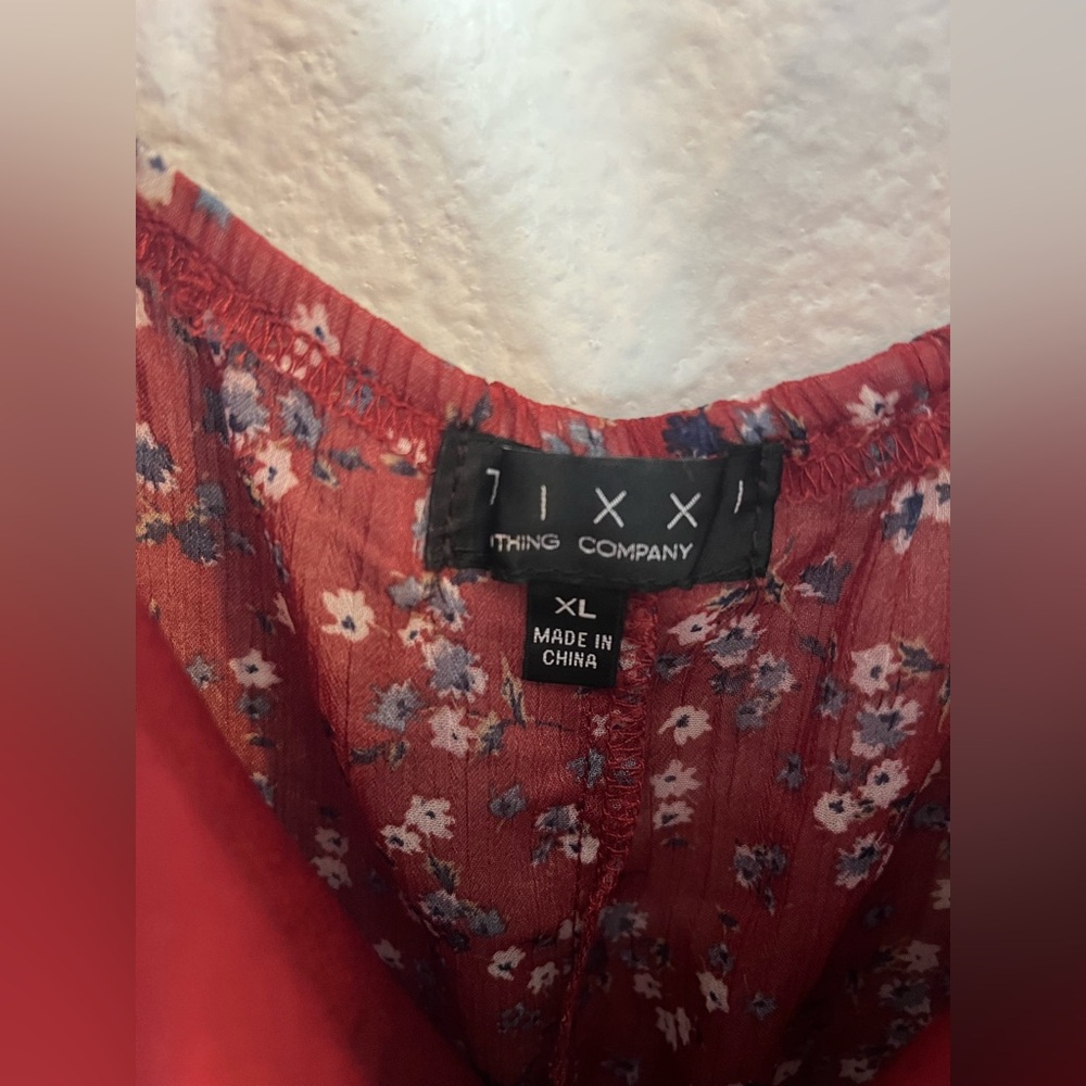 Trixxi Cottage Core Floral Clay Red Balloon Sleeve Mini Dress XL NWOT - Picture 8 of 14